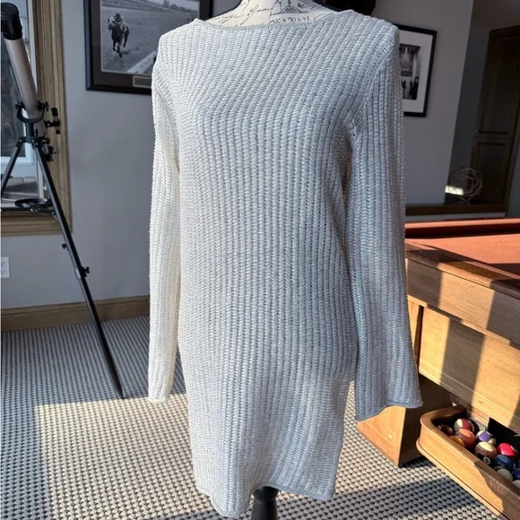 Silver knit sweater dress/tunic, J.Crew collection,XS - Picture 3 of 3